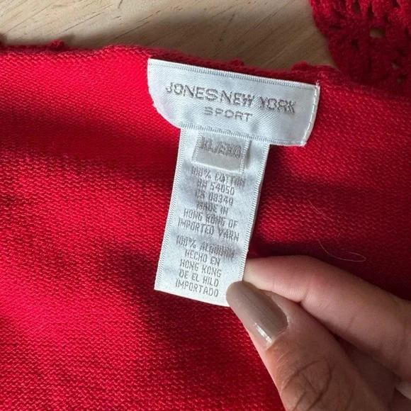 Cherry Red Crochet Cardigan Short Sleeve XL - Picture 5 of 6